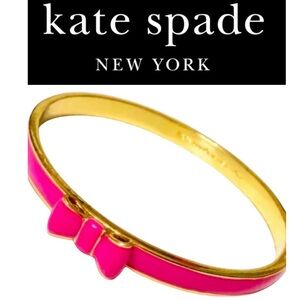 KATE SPADE "Take A Bow" Pink Gold Classic Bangle Bracelet, EUC